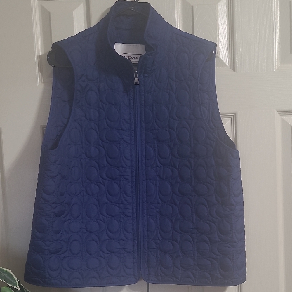 Coach Quilted Sleeveless Vest in Navy Blue